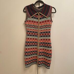 Sleeveless zip front knit dress SMALL